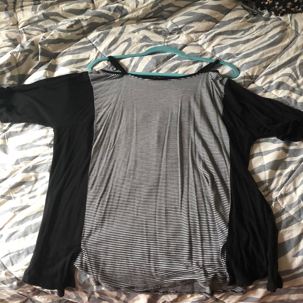 Cold shoulder striped top